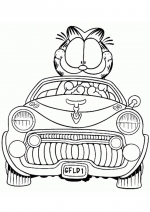 Garfield la plimbare cu masina
