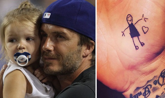 Tatuaj al lui David Beckham, inspirat din desenul fiicei sale
