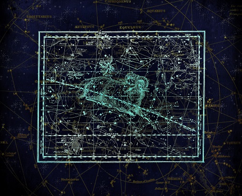 reprezentare a zodiei Berbec in mijlocul unor constelatii