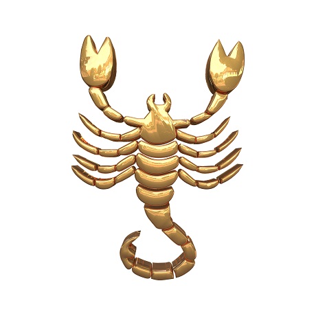 reprezentare a zodiei Scorpion cu auriu