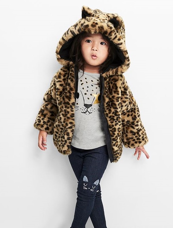 haina blana artificiala copii -haina imitație de leopard