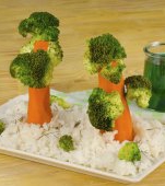 Padurice de orez cu broccoli si morcovi