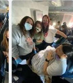 Lavinia a născut la 9.000 de metri altitudine în avion. Nici măcar nu știa că e însărcinată