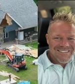 Un bărbat și-a demolat propria casă după ce soția i-a spus că vrea să divorțeze. Femeia și copiii se aflau în casă când a dărâmat pereții