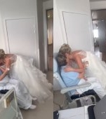 Mama e tot mamă! O mireasă a călătorit 2 ore în rochie albă pentru a-i face o surpriză mamei sale internată în spital