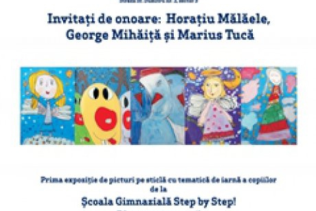 Horatiu Malaele, George Mihaita si Marius Tuca se intalnesc cu copiii Step by Step la vernisajul primei lor expozitii de picturi pe sticla!