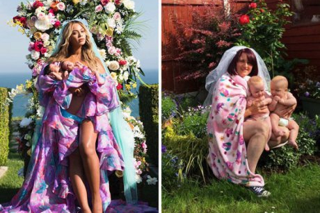 Părinți amuzanți în fotografii care o imită pe Beyonce