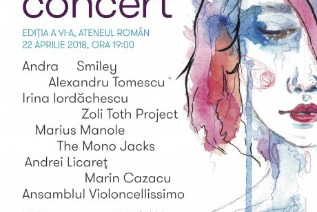 Andra, Smiley, Alexandru Tomescu, Marius Manole și Zoli Toth,  pe scena Ateneului la cea de-a șasea ediție a Hope Concert