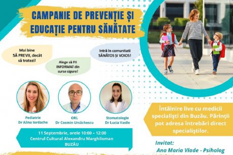 Prevenție pentru sănătate. Fundația Comunitară Buzău organizează un eveniment live pentru tine și familia ta