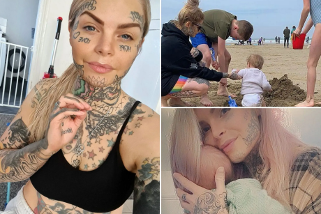 Această mămică are 14 tatuaje pe față și internauții o condamnă aspru: „Mă fac să mă simt ca o criminală”