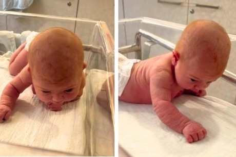 Un bebeluș de doar trei zile se comportă și arată ca unul de trei luni