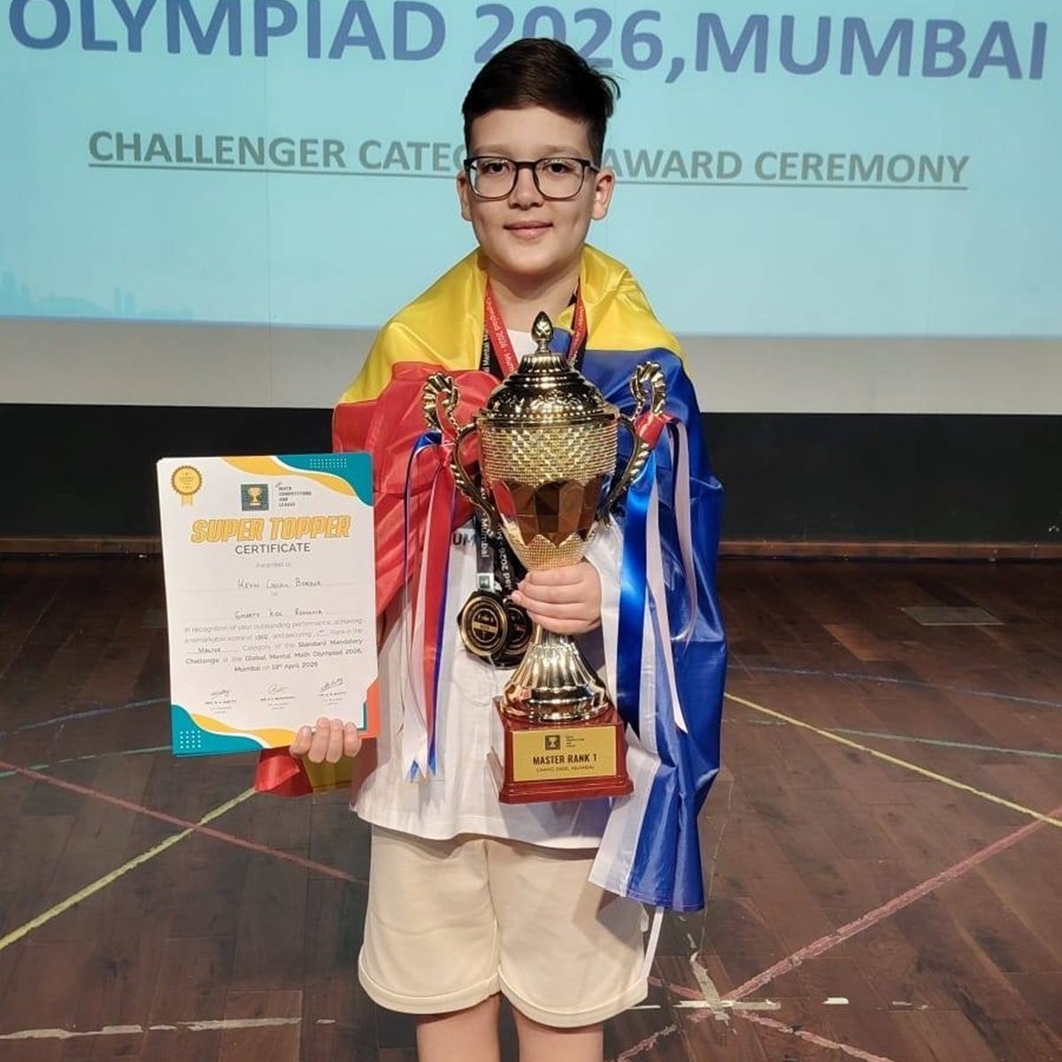 Kevin Casian, un copil de 11 ani, a câștigat trei medalii de aur la olimpiada de matematică mentală „Global Mental Math Olympiad” din India