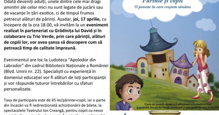 Un nou atelier "Sfaturile lui David", pentru parinti si copii"