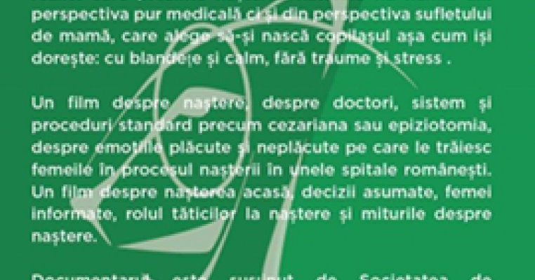  Lansarea primului documentar romanesc despre nastere