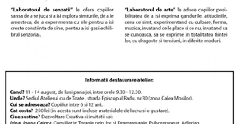 Trei ateliere noi de joaca de la echipa Dezvoltare Creativa