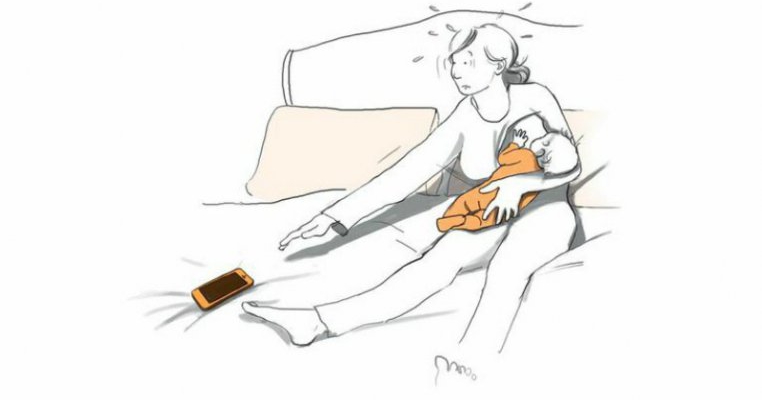 Ilustrații comice realiste: aventura de a fi mamă