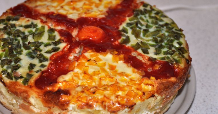 Tarta cu 3 feluri de branza si cartofi