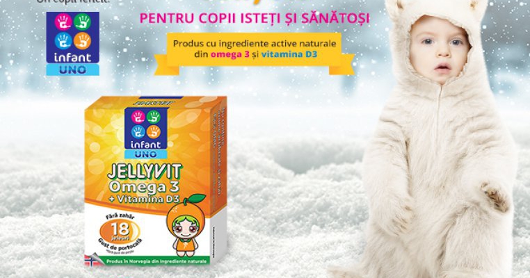 Infant UNO Jellyvit Omega 3 + Vitamina D3 supliment alimentar produs de specialiști norvegieni