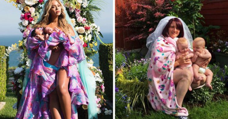 Părinți amuzanți în fotografii care o imită pe Beyonce