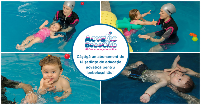 Câștigă un abonament de 12 ședințe de educație acvatică pentru bebeluș la Acvatic Bebe Club