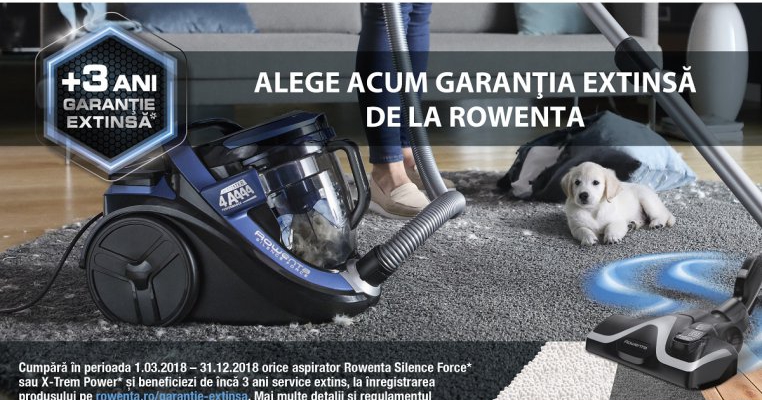 Performanță maximă și silențiozitate, acum cu extra-garanție la aspiratoarele Rowenta