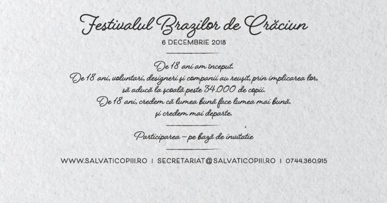  De 18 ani, Festivalul Brazilor de Crăciun sprijină reintegrarea școlară a copiilor pierduți de sistem: aproape 30.000, în fiecare an