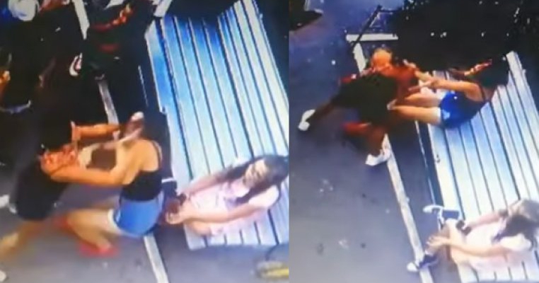 Bătaie ca în filme: o femeie este filmată cum lovește cu pumnii două fetițe. Motivul ei este șocant!
