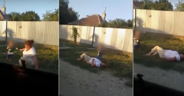 VIDEO: Momentul șocant când o mamă beată cade în șanț. Ce face copilul ei de câțiva anișori