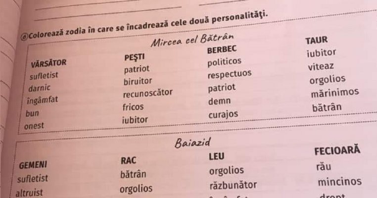 Bătaie de joc! Cum arată un manual auxiliar în școala generală! Voi știți în ce zodie era Mircea cel Bătrân?