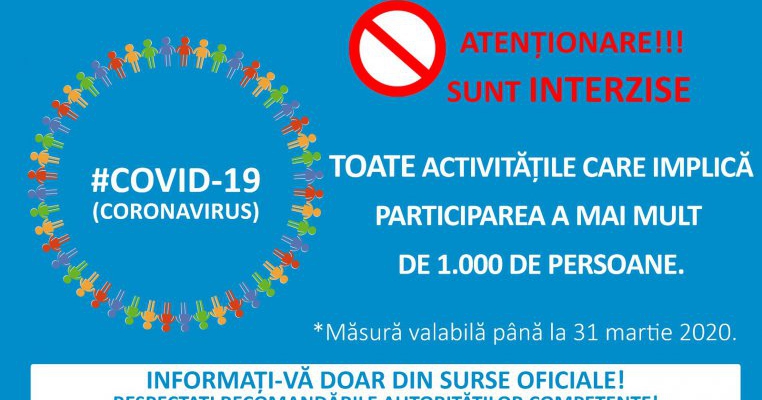Coronavirus în România: măsuri importante luate de autorități privind școlile și evenimentele publice