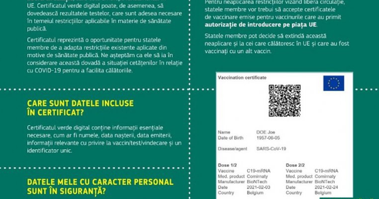 Este oficial! Vom avea certificat european de vaccinare. Când va intra în vigoare și cine îl va putea folosi