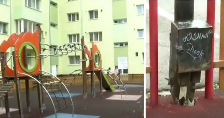 Atenție, părinți! Copil de 7 ani electrocutat de un stâlp de iluminat dintr-un parc de joacă din Bistrița