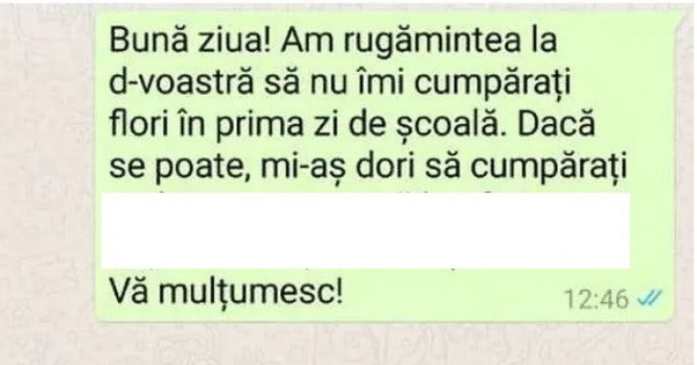 O profesoară a cerut părinților să nu îi mai ia flori în prima zi de școală. A solicitat în schimb altceva