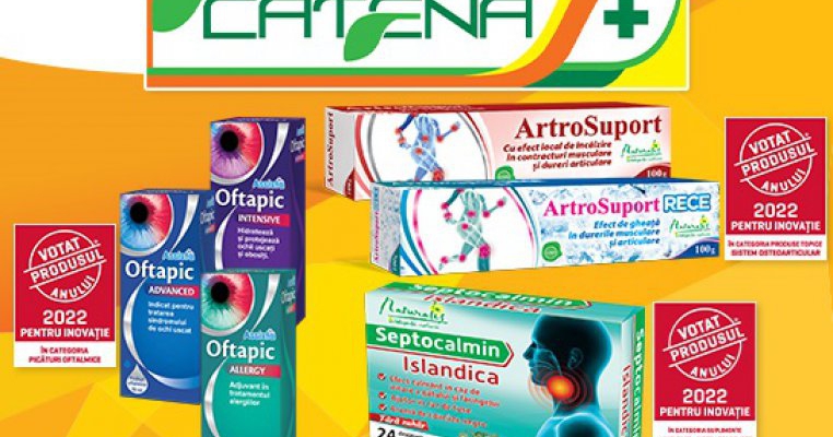 Gama Assista Oftapic, Naturalis Septocalmin Islandica şi gelurile ArtroSuport, câştigătoare în cadrul competiţiei „Votat Produsul Anului®” 2022