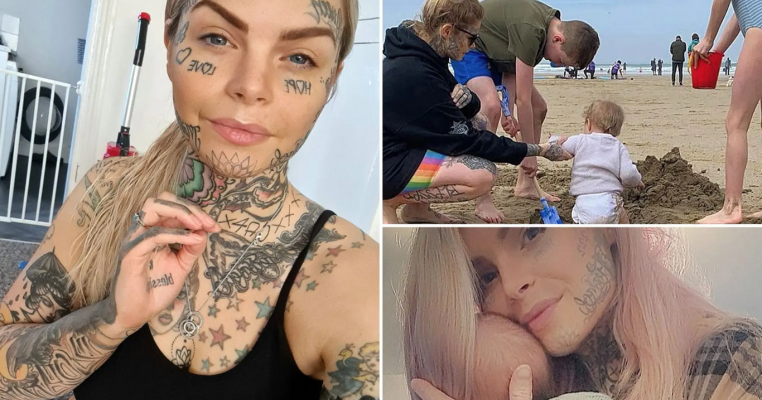 Această mămică are 14 tatuaje pe față și internauții o condamnă aspru: „Mă fac să mă simt ca o criminală”