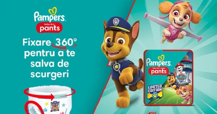 Pampers lansează o nouă ediție limitată de scutece chiloțel, cu personajele din Patrula Cățelușilor