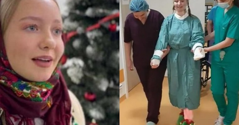 Alexia, fetița căreia i-au fost replantate brațele amputate, a mers să-i colinde pe medicii care i-au salvat viața