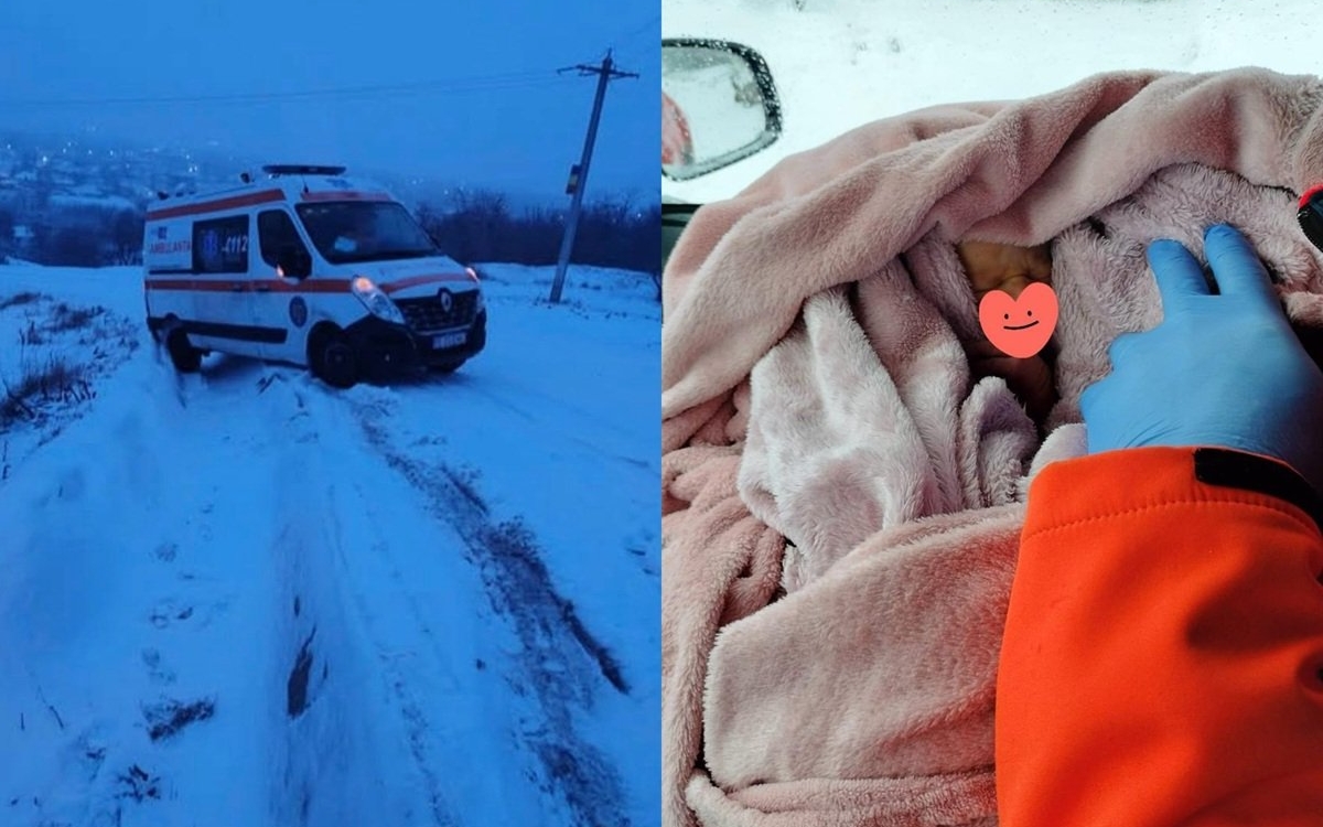 O femeie din Iași a născut acasă după ce salvarea a rămas blocată în nămeți