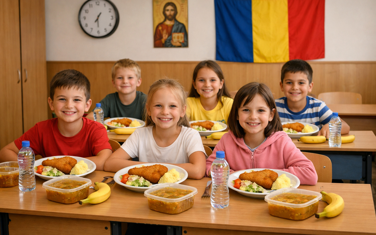 Ce mănâncă un copil român la școală, pe banii statului. Copii din mediile defarorizate merg la școală doar pentru masa caldă