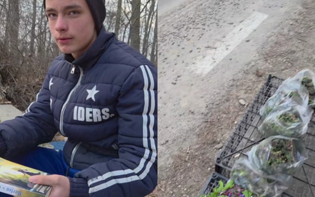 Răzvan, un copil de numai 13 ani este lecția zilei. Vinde urzici și flori de Paște pe marginea drumului, în timp ce citește o carte și spune că are o copilărie frumoasă