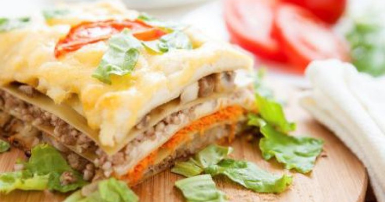 Lasagna cu ciuperci  si branza feta