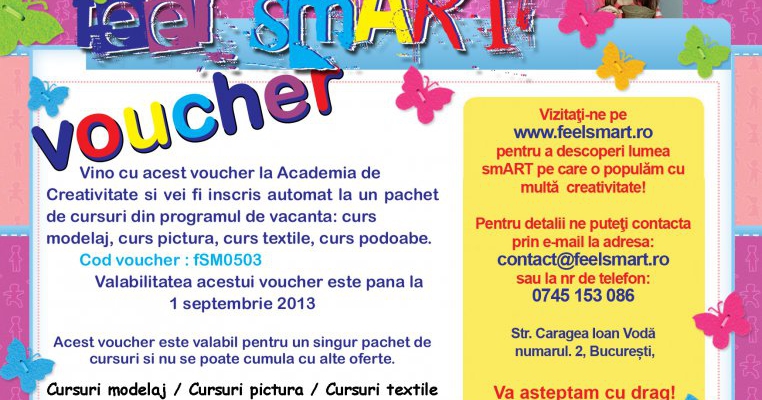 Castiga un voucher pentru cursuri de copii, oferit de Academia de creativitate Feel smART