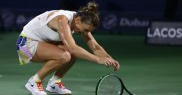 Simona Halep după un match point in finala de la Dubai - 2020