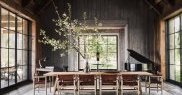 Living-ul/sala de mese a fost conceput/ă tot pe baza mixului dintre rustic și modern