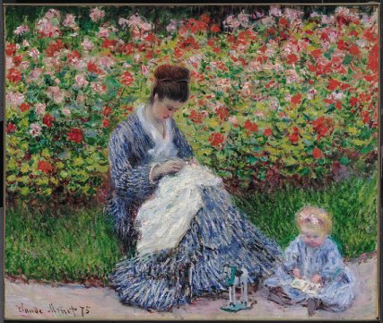 Claude Monet, Camille Monet și un Copil în grădina artistului din Argenteuil-1875