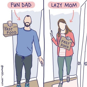 „Tatăl amuzant” vs. „Mama leneșă”
