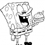 Spongebob mananca hamburger