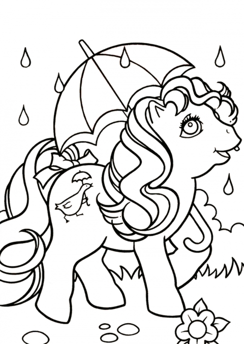 My little pony cu umbrela in ploaie