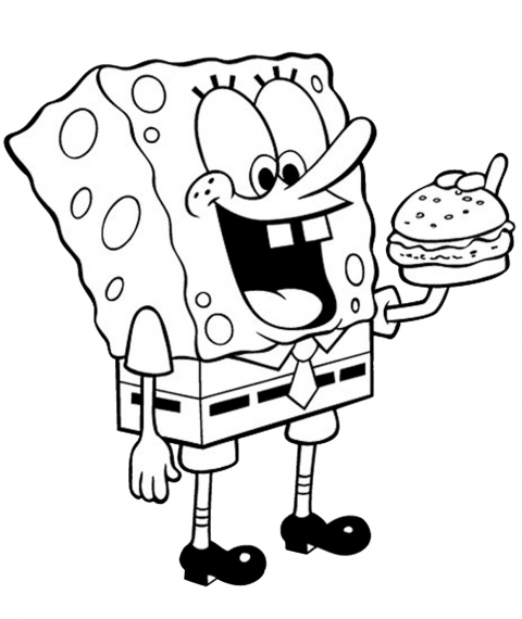 Spongebob mananca hamburger