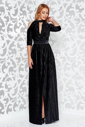 Rochie neagra de catifea